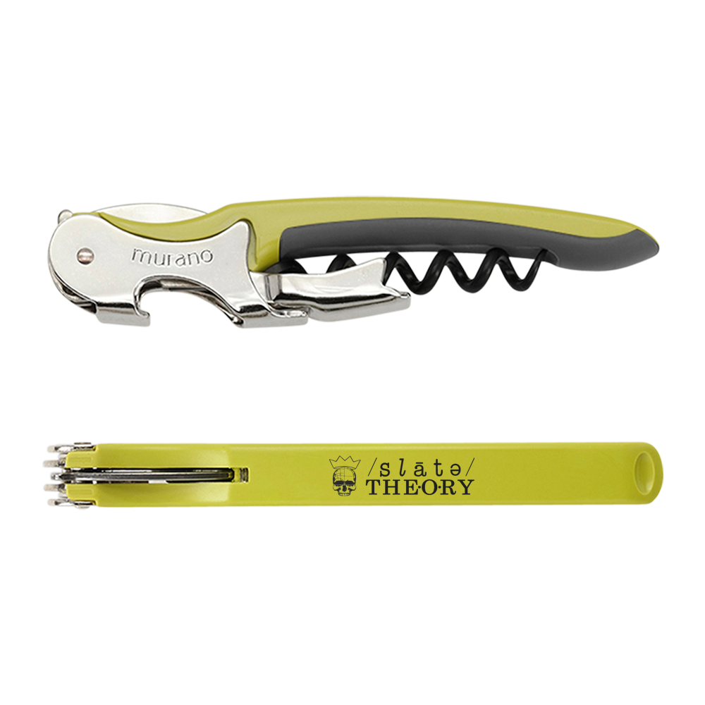 WNG-020-Murano Soft-Touch Corkscrewyellow-green Murano Soft-Touch Corkscrew