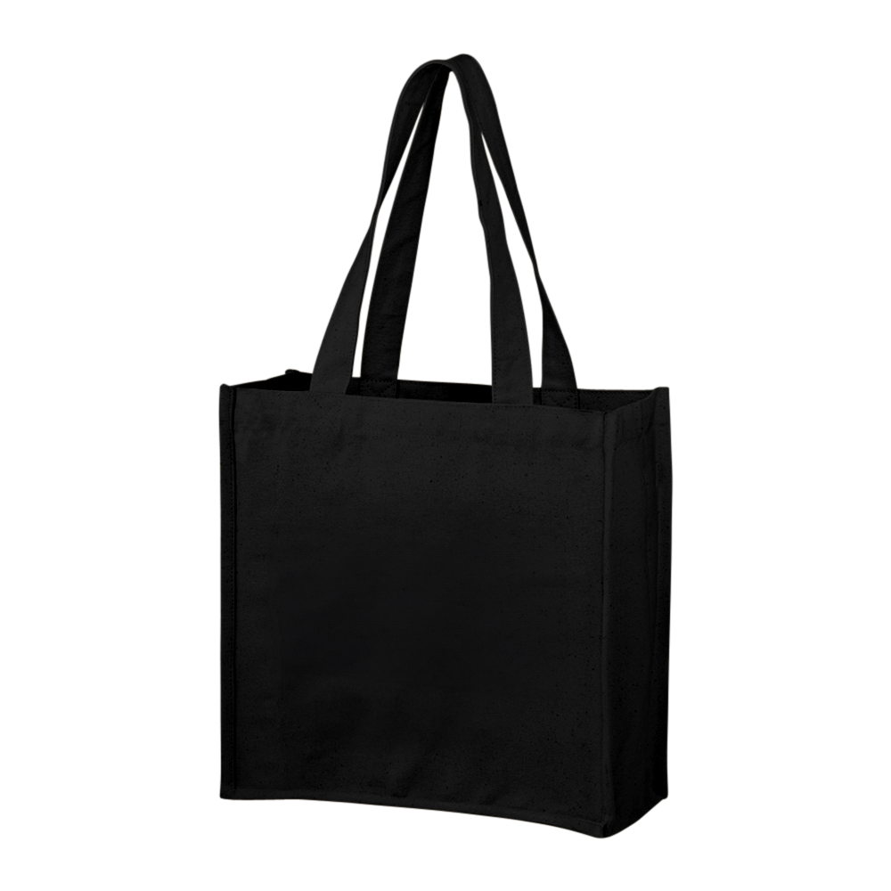 2_Bottle_Grocery_Bag-1-black-blank 2-Bottle Heavy Cotton Canvas Grocery Tote