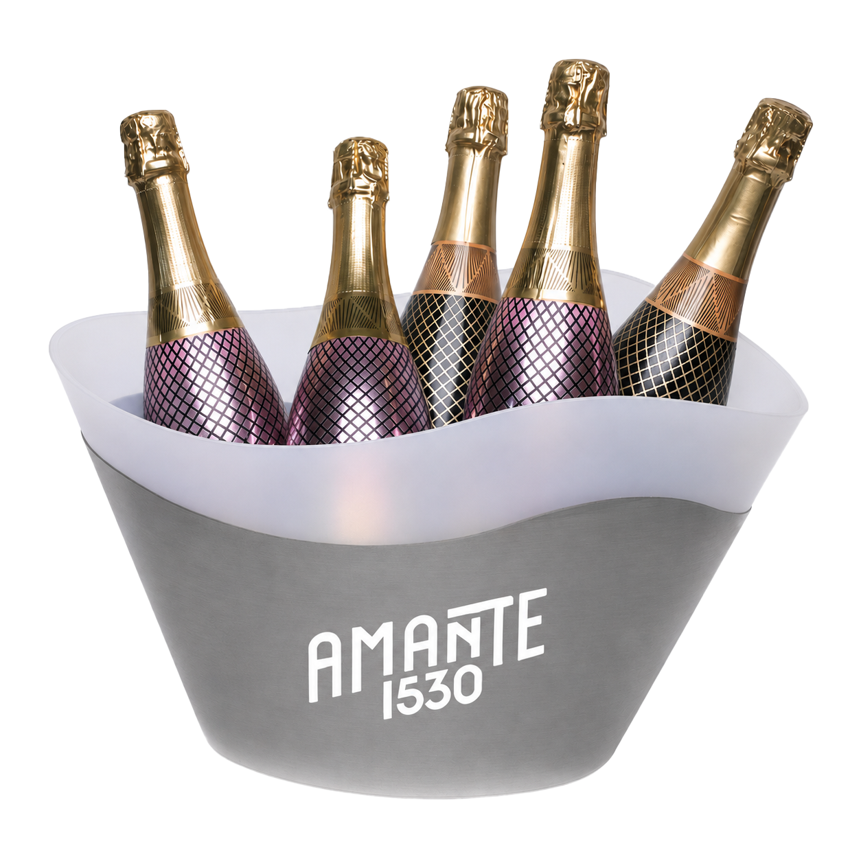 WNG-054-LED Ice Bucket - Grey Half Metal LED Ice Bucket