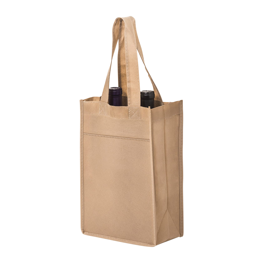 WNG-117-2-Bottle-Non-Woven-Tote-6-Khaki 2-Bottle Non-Woven Tote