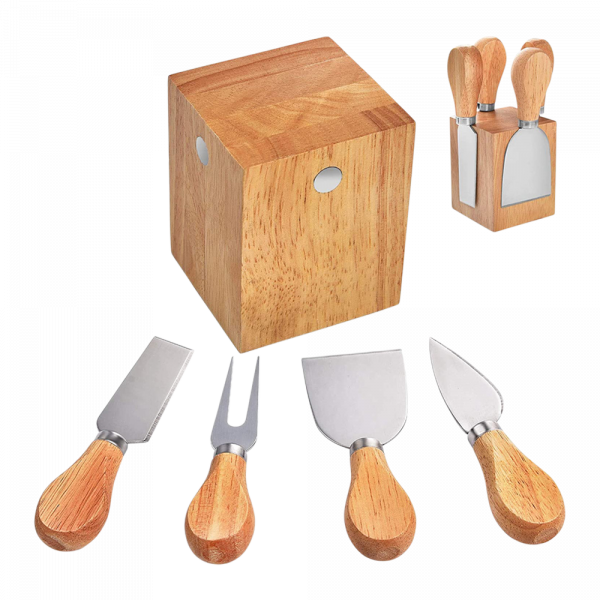 Cheese Knife Set with Wood Block
