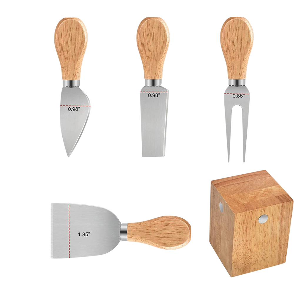 Cheese-Knife-Set-Wood-Block-#4 Cheese Knife Set with Wood Block