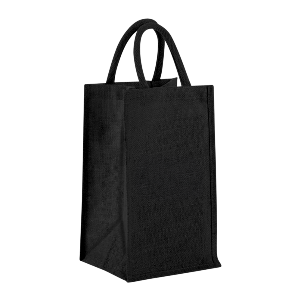 327-4-Bottle-Jute-Tote-1-black-blank 2-Bottle Jute Tote