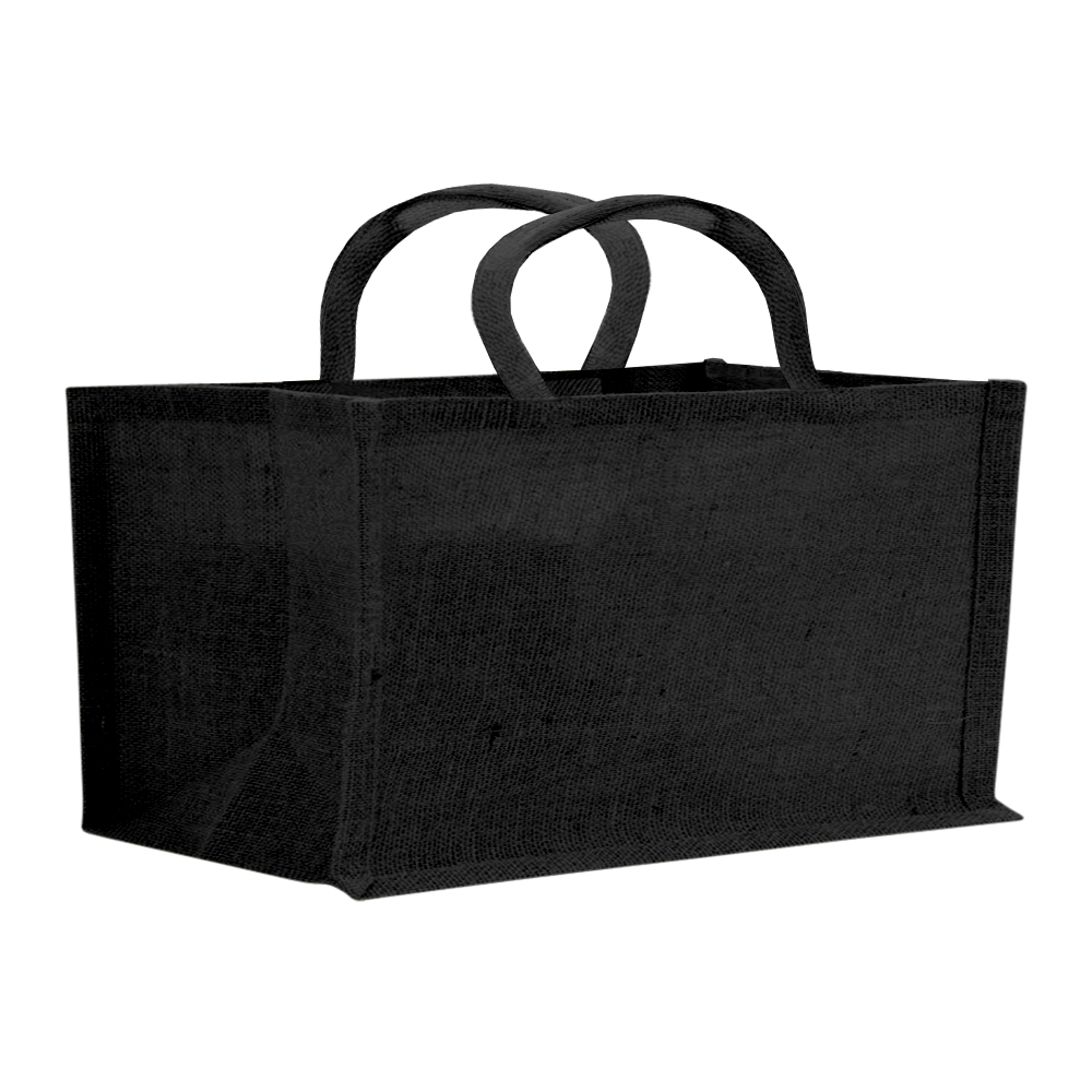 WNG-329 - 2-Bottle-Horizontal-Jute-Tote-2-black-blank 2-Bottle Horizontal Jute Tote