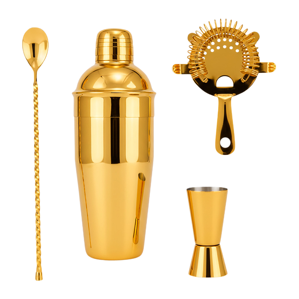 371-4-Piece Cocktail Set Stainless Steel-3-Gold 4-Piece Cocktail Set (Stainless Steel)