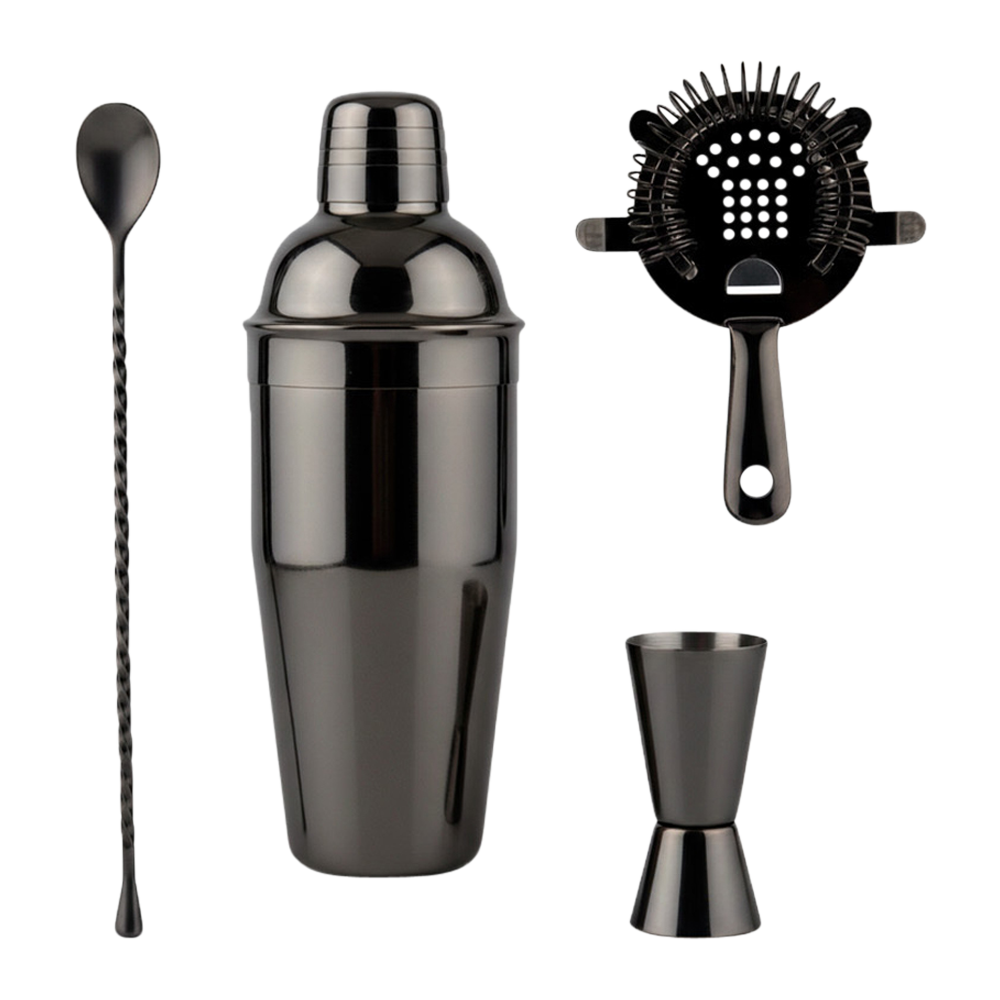 371-4-Piece Cocktail Set Stainless Steel-4-Gunmetal 4-Piece Cocktail Set (Stainless Steel)