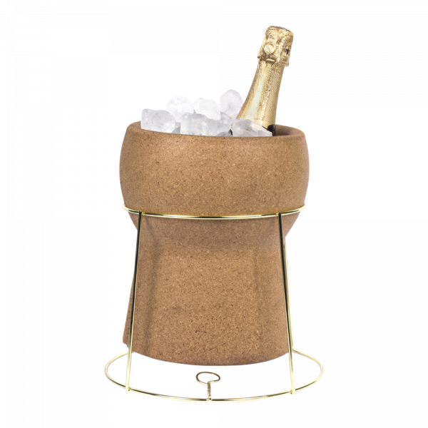 Champagne Cork Ice Bucket with Lid & Stand