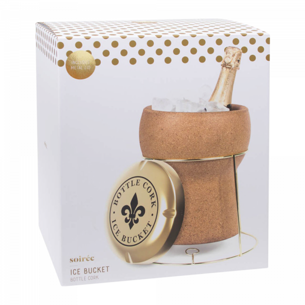 Champagne Cork Ice Bucket with Lid & Stand