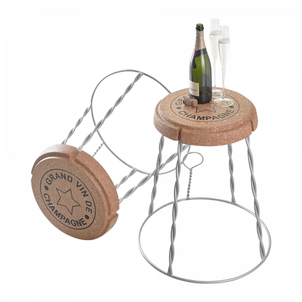 XL Champagne Cork Wire Cage Side Table