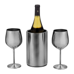 Stainless Steel Wine Chiller and Wine Glass Set