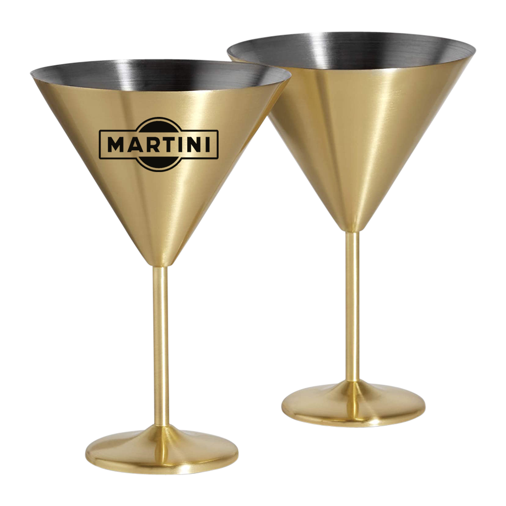 Personalized Gold Cocktail Shaker and Martini Glass Set