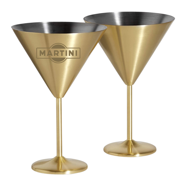 Martini Glasses, Metallic Gold Tone Cocktail Glass 8-Ounces, Set of 2