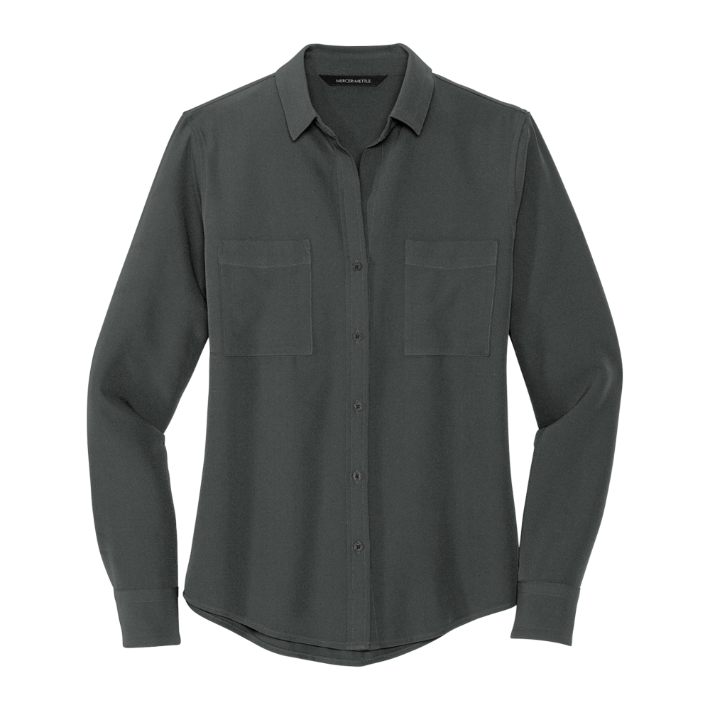 Crepe Blouse Button Shirt Women