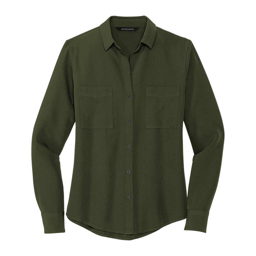 Crepe Blouse Button Shirt Women