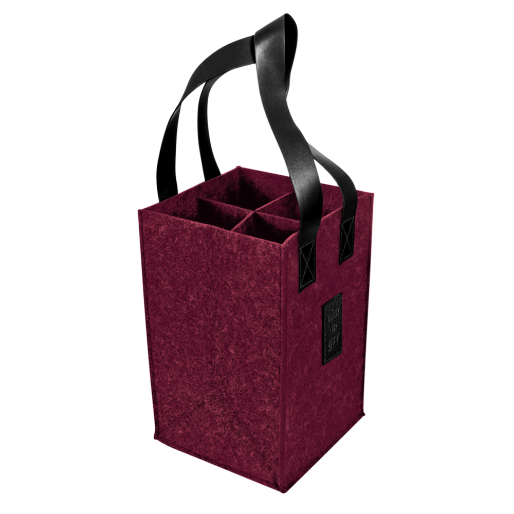 WNG-1167-4-Bottle-Felt-Wine-Tote-3-burgundy-2025 4-Bottle Felt Tote