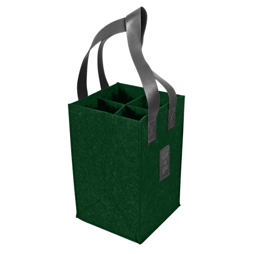 WNG-1167-4-Bottle-Felt-Wine-Tote-5-darkgreen-grey 4-Bottle Felt Tote