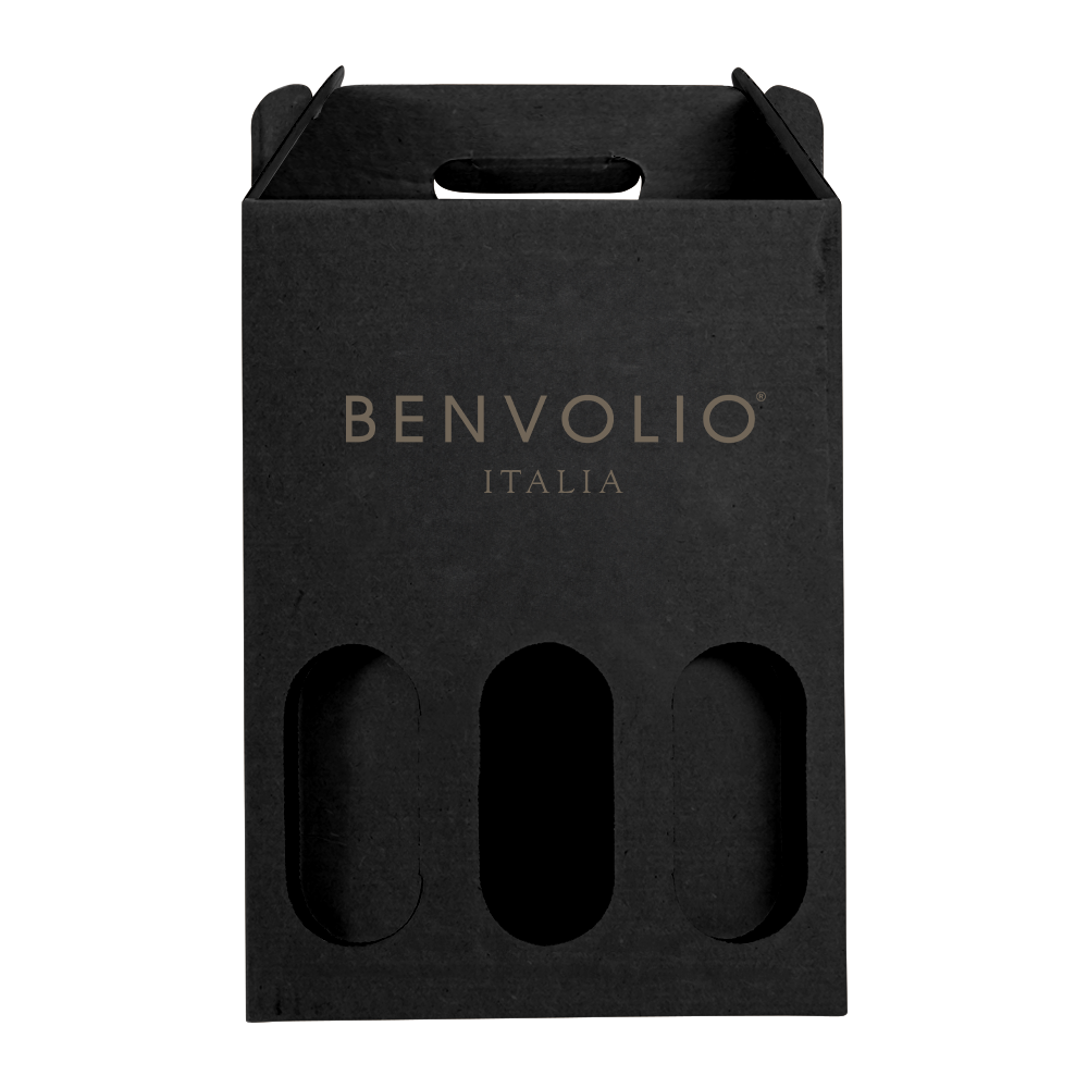 WnG-1156 3-Bottle Cardboard Carrier-black-logo 3-Bottle Cardboard Carrier