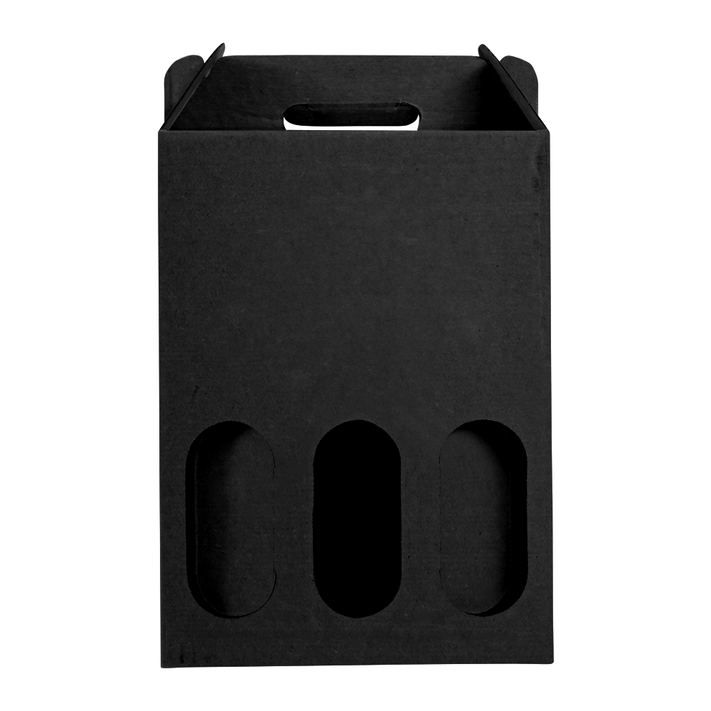 WnG-1156 3-Bottle Cardboard Carrier-black 3-Bottle Cardboard Carrier