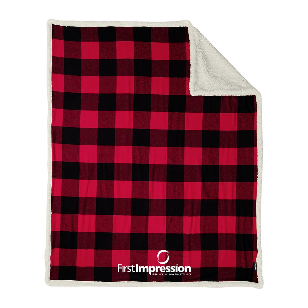 WNG-2002-Port-Authority® -Flannel-Blanket-1-Buffalo-Plaid Port Authority® Flannel Sherpa Blanket