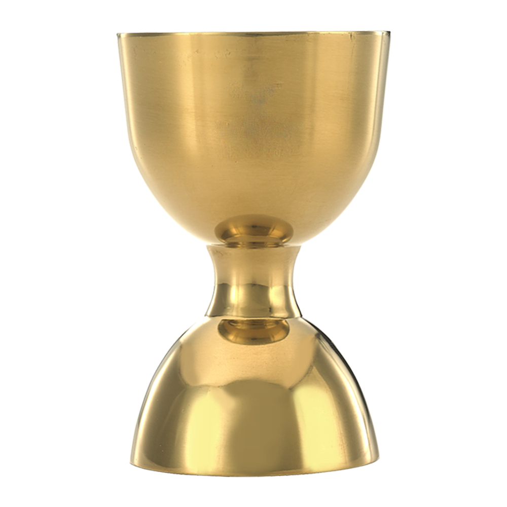 WNG-1685-25-x-50ml-Bell-Jigger-7-Gold 25 x 50ml. Straight Rim Bell Jigger