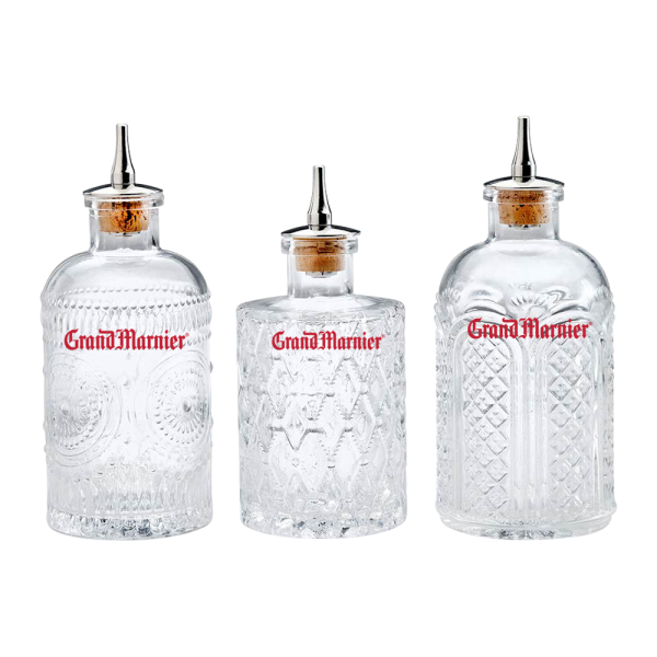 6.8oz. Glass Bitters Bottle Retro Design Trio