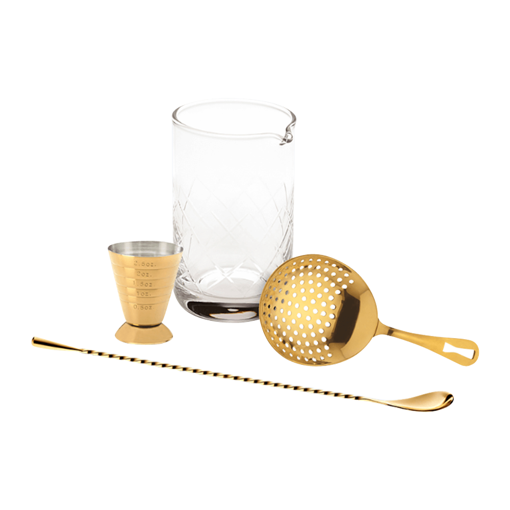 WNG-1817-4-Piece-Classic-Stirred-Set-4-Gold 4-Piece Classic Cocktail Stirred Set