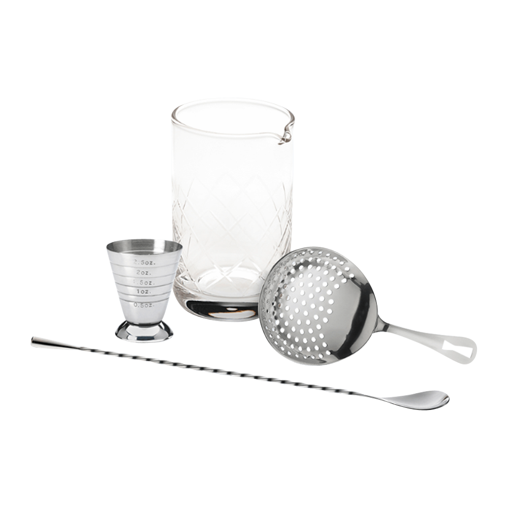 WNG-1817-4-Piece-Classic-Stirred-Set-5-Stainless-Steel 4-Piece Classic Cocktail Stirred Set