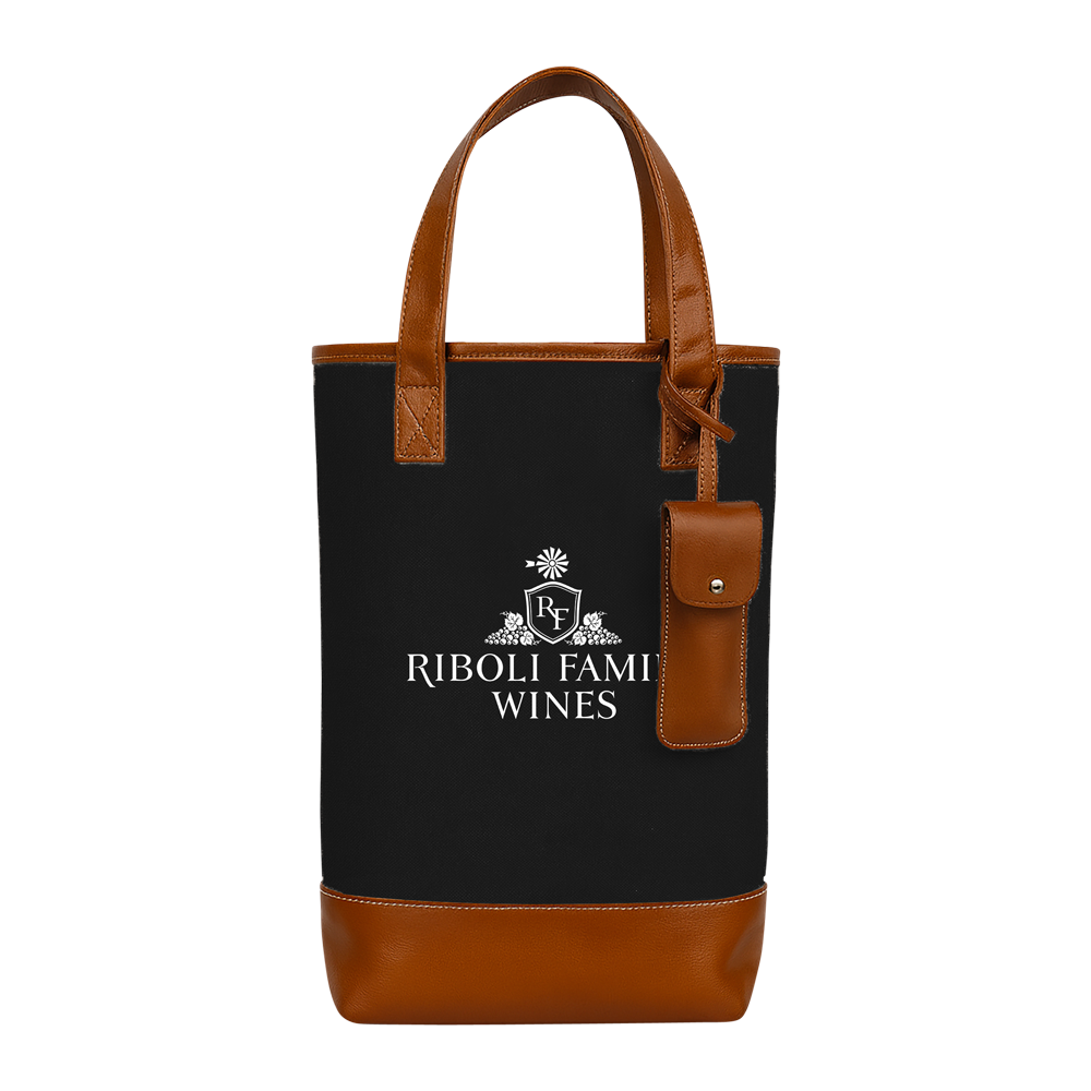 WNG-1776-Nylon Wine Tote-black Nylon Wine Tote