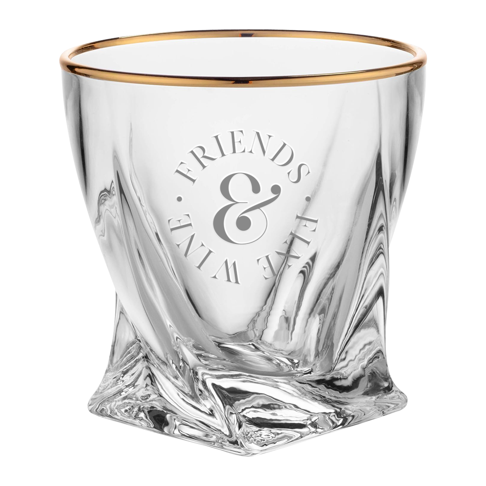 10.5oz. Gold Rimmed Twisted Whiskey Glass