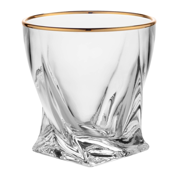 10.5oz. Gold Rimmed Twisted Whiskey Glass