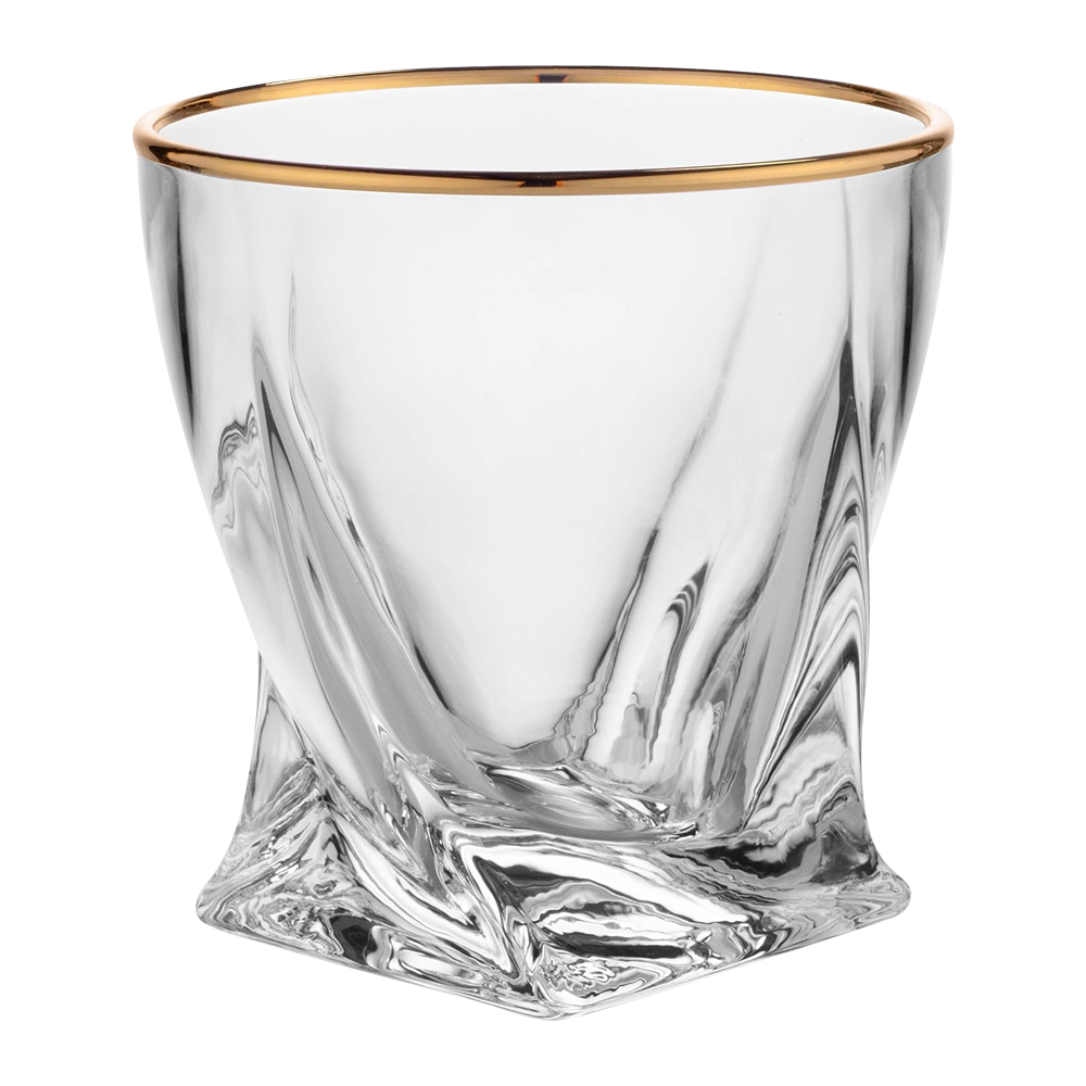 10.5oz. Gold Rimmed Twisted Whiskey Glass
