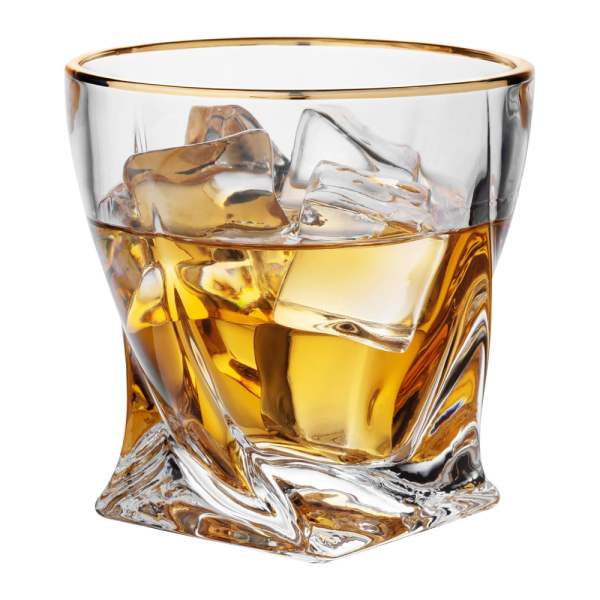 10.5oz. Gold Rimmed Twisted Whiskey Glass