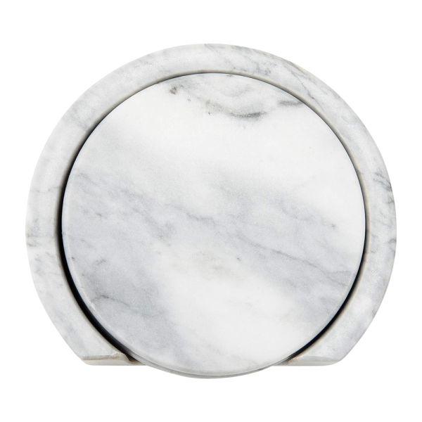 Marble Coaster Set of 4 with Holder