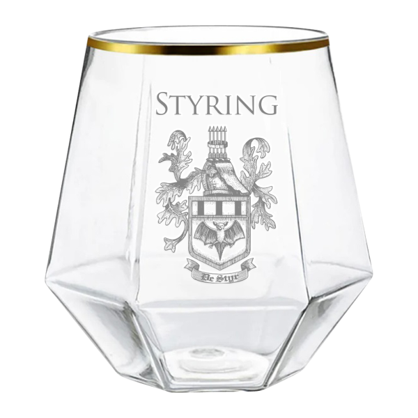 15oz. Gold Rimmed Stemless Wine Glass