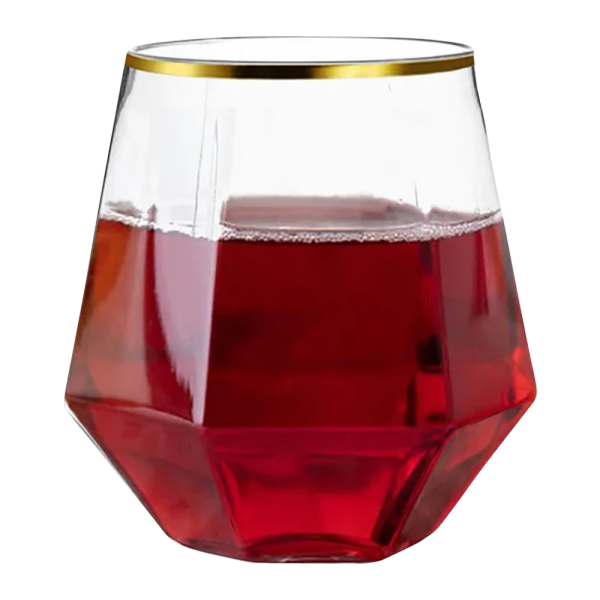 15oz. Gold Rimmed Stemless Wine Glass