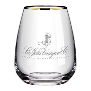 15oz. Gold Rimmed Stemless Wine Glass
