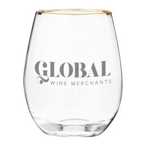 18oz. Gold Rimmed Stemless Wine Glass