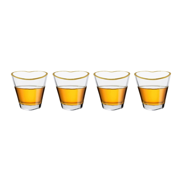 2oz. Gold Rimmed Heart-Shaped Shot Glass