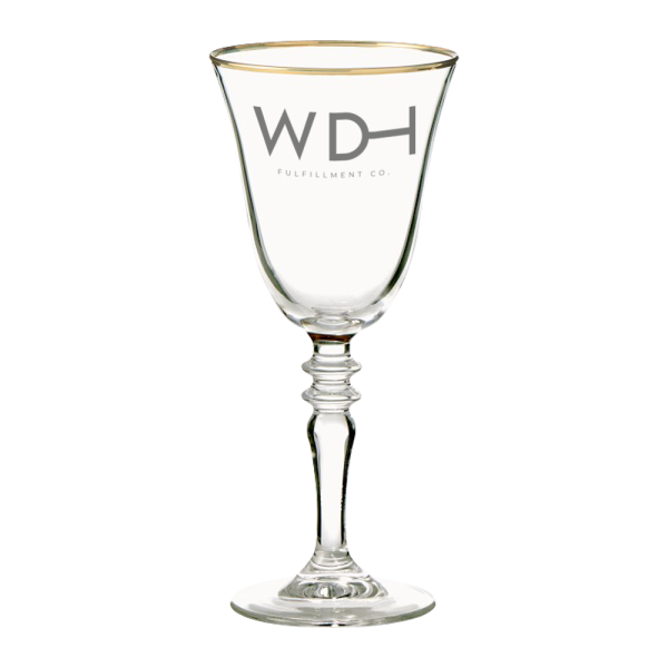 9oz. Gold Rimmed Long Stemmed Wine Glass