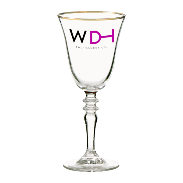 9oz. Gold Rimmed Long Stemmed Wine Glass