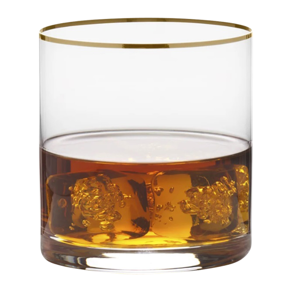 7.5oz. Gold Rimmed Single Old Fashioned Glass