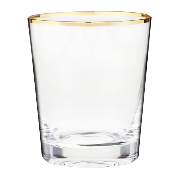 10oz. Gold Rimmed Lowball Glass