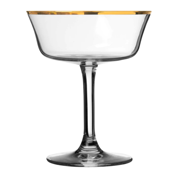 8.7oz. Gold Rimmed Champagne Coupe Glass