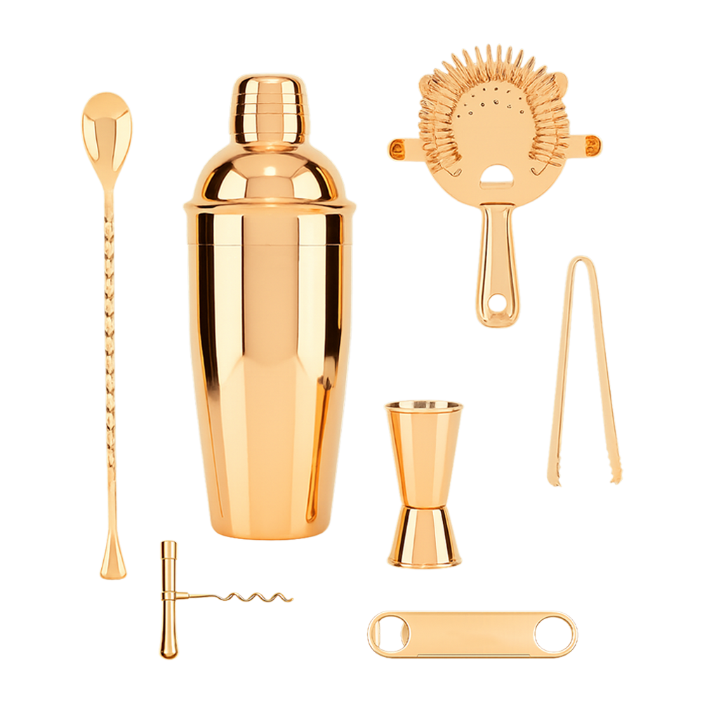 Gold WNG-1904 Set 7-Piece Matte Black Cocktail Set