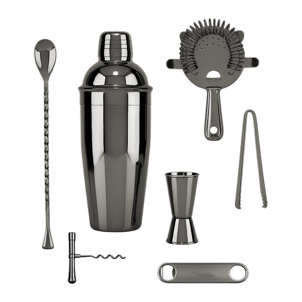 Gunmetal WNG-1904 Set 7-Piece Matte Black Cocktail Set