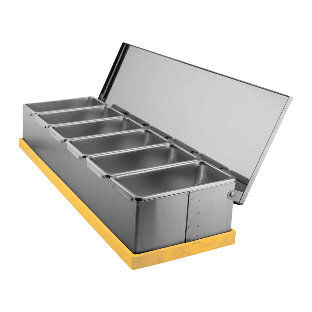 WNG-1859-Stainless-Steel-&-Wood-Hybrid-Condiment-Caddy-4 Steel & Wood Hybrid Caddy