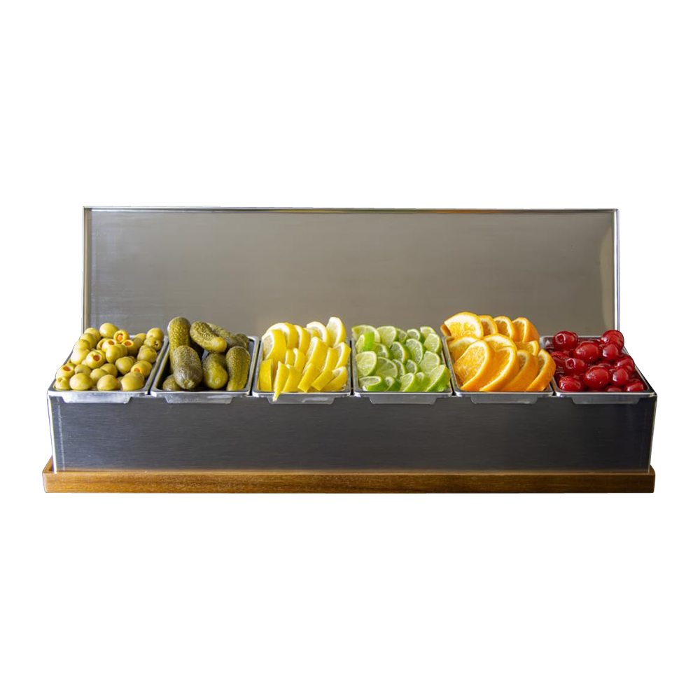 WNG-1859-Stainless-Steel-&-Wood-Hybrid-Condiment-Caddy-8 Steel & Wood Hybrid Caddy