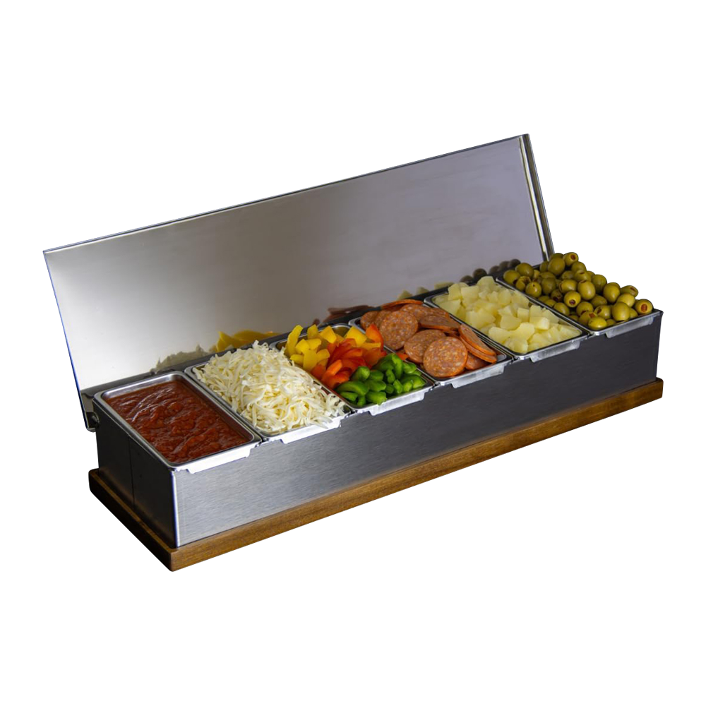 WNG-1859-Stainless-Steel-&-Wood-Hybrid-Condiment-Caddy-9 Steel & Wood Hybrid Caddy