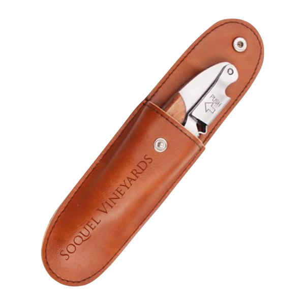 Leather Corkscrew Gift Sleeve with Button