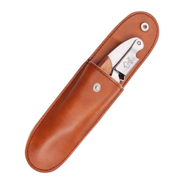 Leather Corkscrew Gift Sleeve with Button